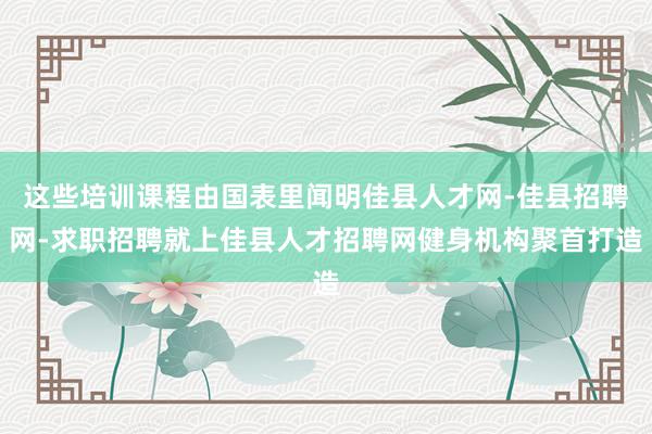 这些培训课程由国表里闻明佳县人才网-佳县招聘网-求职招聘就上佳县人才招聘网健身机构聚首打造